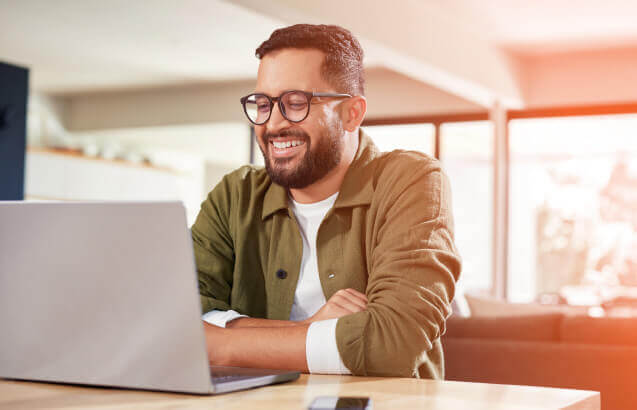 Request a Quote A man at computer requesting a quote